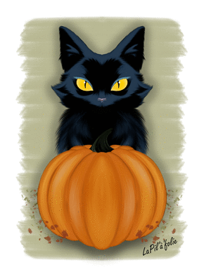 Chat noir et citrouille d'Halloween tendres